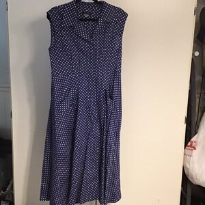 Tommy Hilfiger Navy and White Midi Dress
